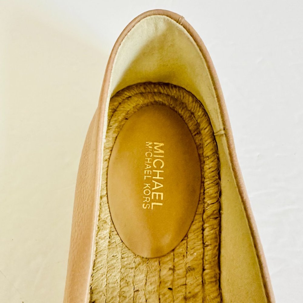 NWOT MICHAEL KORS KENDRICK LEATHER TAN BLACK COLORBLOCK ESPADRILLES SHOES SZ 10 - Picture 8 of 9